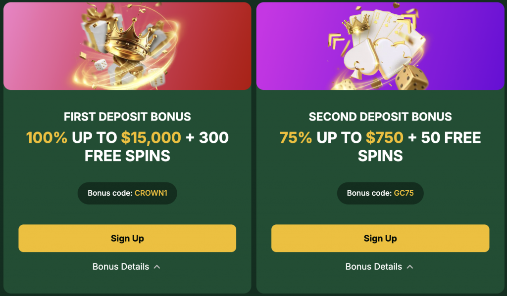 Bonus Proposes at GoldenCrown Casino